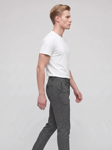 Erkek Super Slim Fit Kumaş Pantolon – Dar Kesim Modern Desenli Şık Pantolon ürün görseli 1
