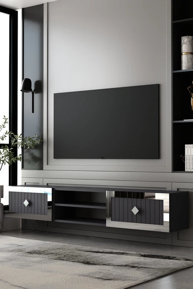 Dekortis Home Dekor 180DHDTDAR4AG LİNA DUVARA MONTE PLEKSİ LAZER DESEN TV SEHPASI ürün görseli 1