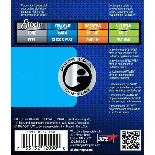 Elixir 12000 Polyweb Elektro Gitar Teli 09-42 Super Light - Resim 2
