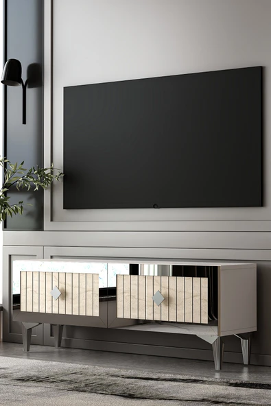 Dekortis Home Dekor 120DHDTS4BTG LİNA LAZER PLEKSİ DESENLİ TV SEHPASI ürün görseli 1