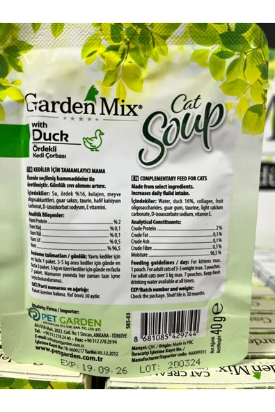 GARDEN MİX ÖRDEK ETLİ KEDİ ÇORBASI 40GR ürün görseli 1