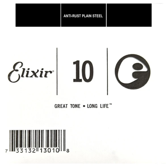 Elixir 13010 Tek Gitar Teli 0,10 Anti-Rust Plain Steel Single Guitar String - 010 ürün görseli 1