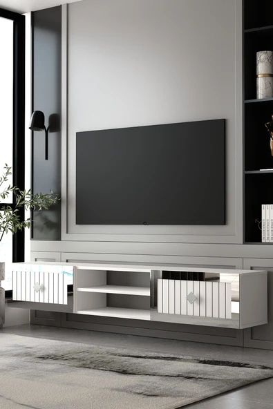 Dekortis Home Dekor 180DHDTDAR4BG LİNA DUVARA MONTE PLEKSİ LAZER DESEN TV SEHPASI ürün görseli 1
