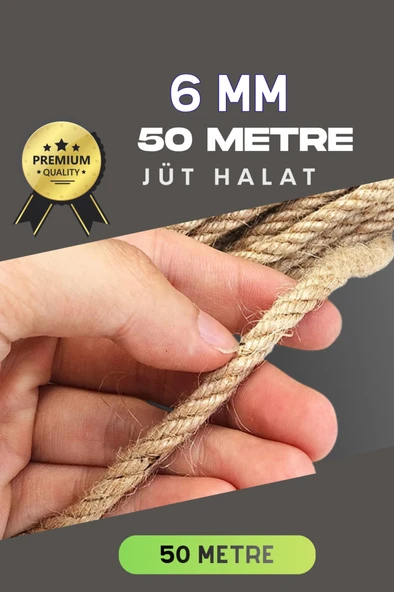 6 MM 50 Metre Jüt Halat Dekoratif Hasır İp Urgan Süs ürün görseli 1