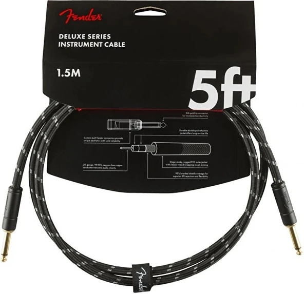 Fender Deluxe 1.5 Metre Gitar Kablosu Siyah Enstrüman Kablosu ürün görseli 1