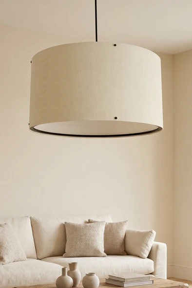 Krem Kumaş Başlıklı Sarkıt Avize 35 CM - Resim 2