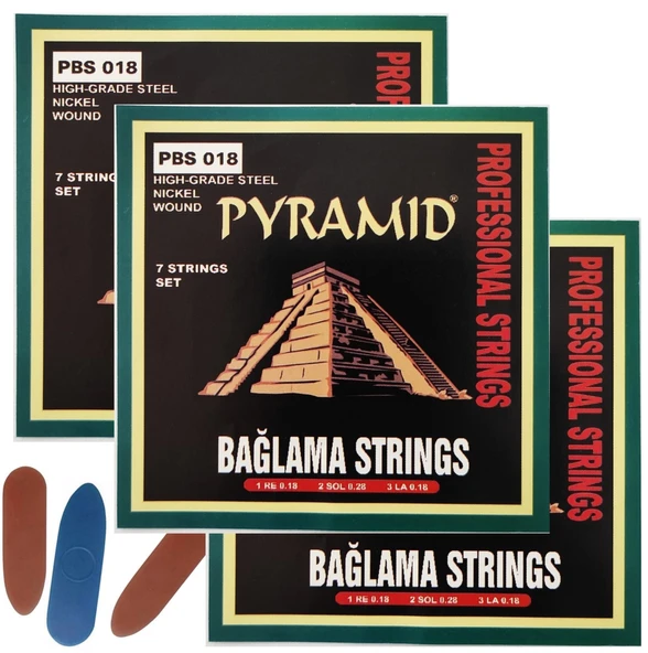 Pyramid 3PBS18 Kısa Sap için 3 Takım Saz Teli - Alman Pyramid Mızrap Hediyeli ürün görseli 1