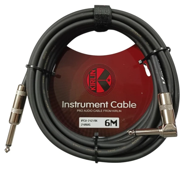 Kirlin IPCV-242B-6M-BK Enstrüman Gitar Kablosu L Açılı Kablo 6 Metre ürün görseli 1