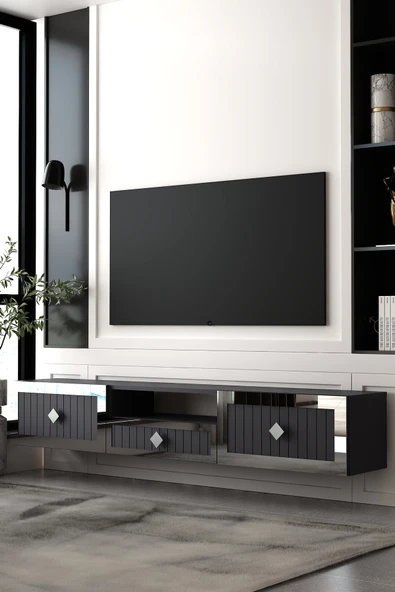 Dekortis Home Dekor 180DHDTDAÇ4AG LİNA DUVARA MONTE PLEKSİ LAZER DESEN KAPAK TV SEHPASI ürün görseli 1