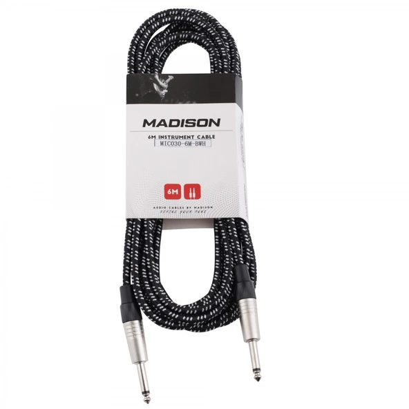 MIC030-6M-BWH Gitar Kablosu 6 Metre Örgülü Kumaş ürün görseli 1