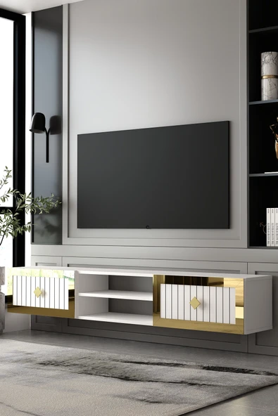 Dekortis Home Dekor 180DHDTDAR4BA LİNA DUVARA MONTE PLEKSİ LAZER DESEN TV SEHPASI ürün görseli 1