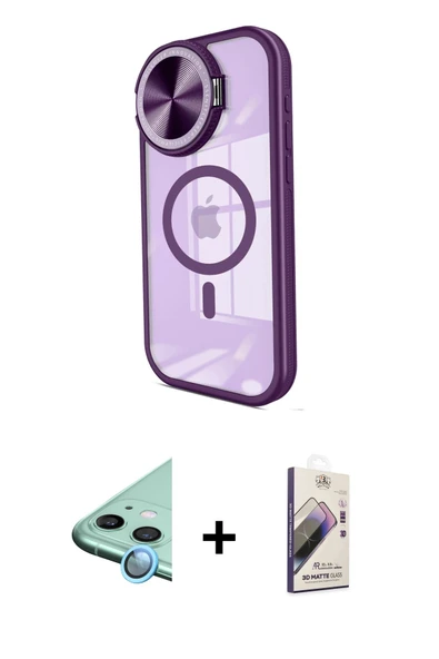 MARSİLYAN™- iPhone 11 Kılıf Kıvılcım Modern Koleksiyonu - Siyah Bilvis 3D Mat Cam Ekran Koruyucu + Raze Metal Kamera Len ürün görseli 1