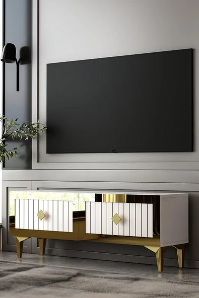 Dekortis Home Dekor 120DHDTS4BA LİNA LAZER PLEKSİ DESENLİ TV SEHPASI ürün görseli 1