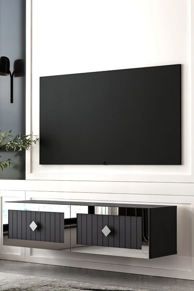 Dekortis Home Dekor 120DHDTDA4AG LİNA LAZER PLEKSİ DESENLİ DUVARA MONTE TV SEHPASI ürün görseli 1