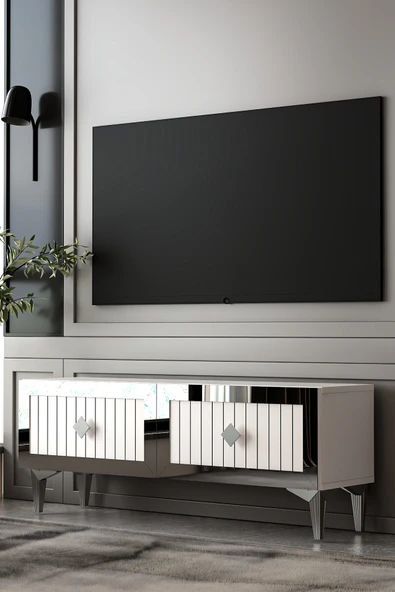 Dekortis Home Dekor 120DHDTS4BG LİNA LAZER PLEKSİ DESENLİ TV SEHPASI ürün görseli 1