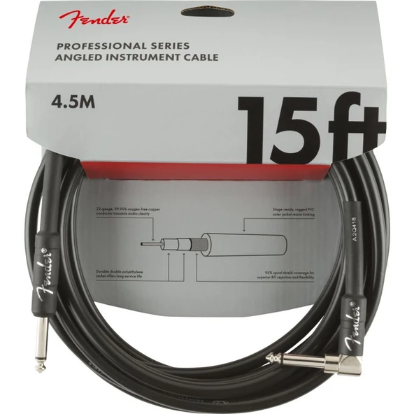 Fender 4,5 Metre Gitar Kablosu Professional Inst Sa 15 Düz-Açılı ürün görseli 1