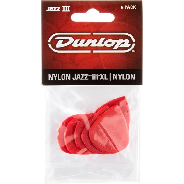 Jim Dunlop 47PXLN Nylon Jazz III XL 6'lı Paket Pena (Kırmızı) ürün görseli 1