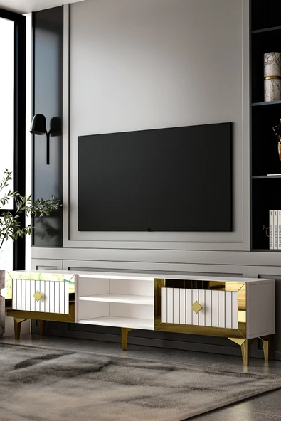 Dekortis Home Dekor 180DHDTSR4BA LİNA PLEKSİ LAZER DESEN TV SEHPASI ürün görseli 1