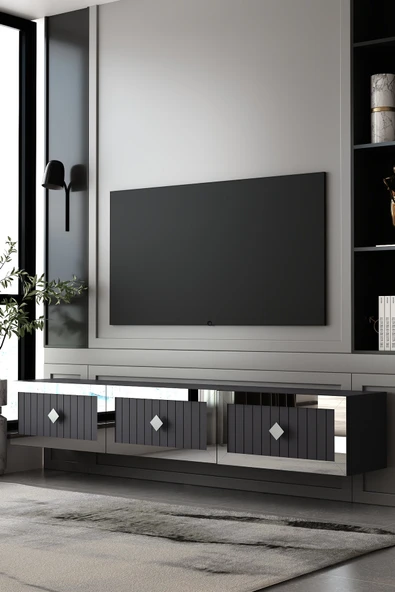 Dekortis Home Dekor 180DHDTDA4AG LİNA DUVARA MONTE PLEKSİ LAZER DESEN TV SEHPASI ürün görseli 1