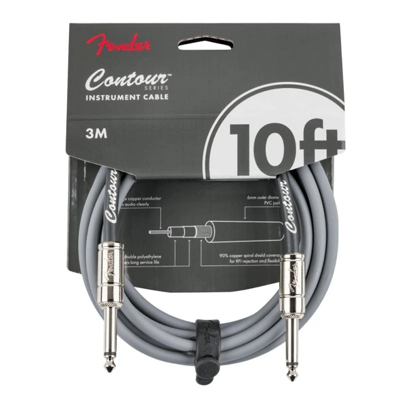 Fender Contour Serisi 3 mt. Gitar Kablosu Inca Silver Enstrüman Kablosu ürün görseli 1