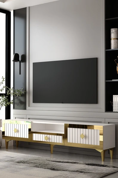 Dekortis Home Dekor 180DHDTSÇ4BA LİNA PLEKSİ LAZER DESEN TV SEHPASI ürün görseli 1