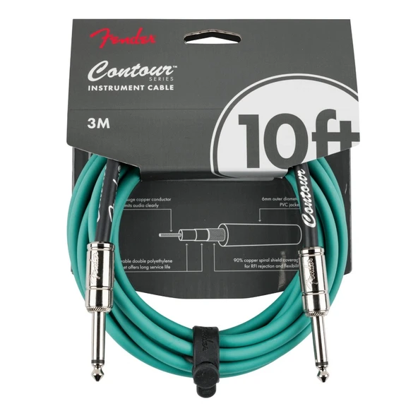 Fender Contour Serisi 3 mt. Gitar Kablosu Sherwood Green Enstrüman Kablosu ürün görseli 1