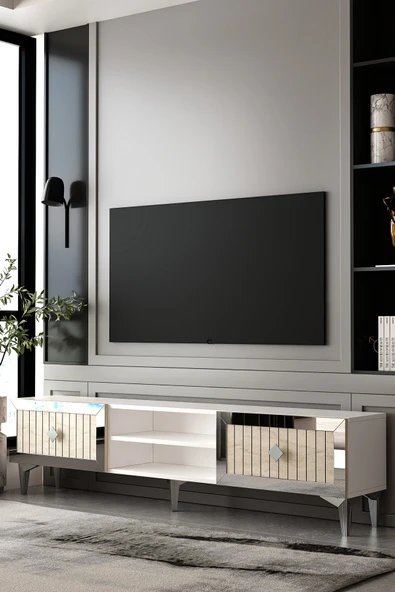 Dekortis Home Dekor 180DHDTSR4BTG LİNA PLEKSİ LAZER DESEN TV SEHPASI ürün görseli 1