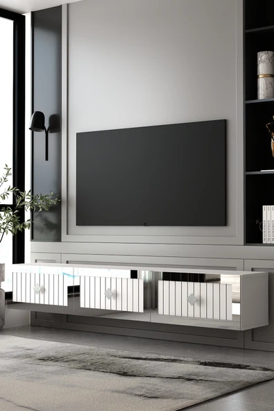 Dekortis Home Dekor 180DHDTDA4BG LİNA DUVARA MONTE PLEKSİ LAZER DESEN KAPAK TV SEHPASI ürün görseli 1