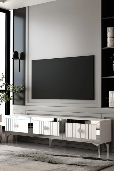 Dekortis Home Dekor 180DHDTS4BG LİNA 3 KAPAKLI PLEKSİ LAZER DESEN TV SEHPASI ürün görseli 1