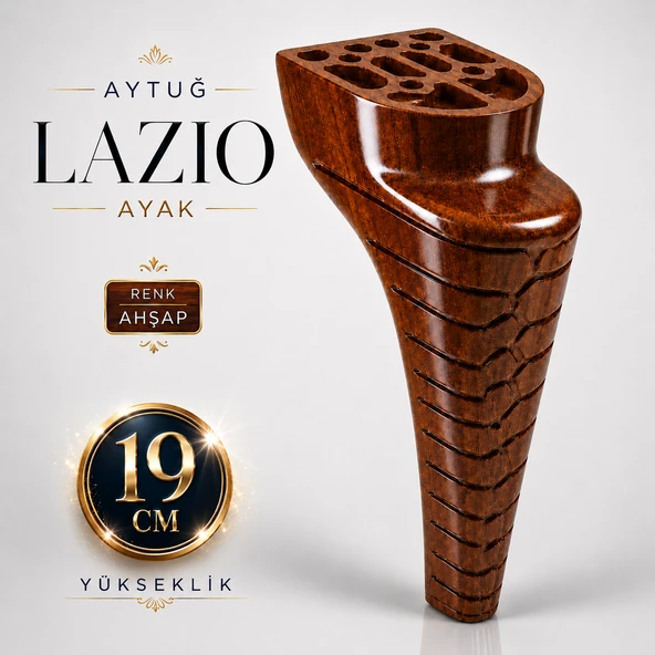 1 Adet Aytuğ Lazio 19 cm Ahşap Desenli Sert Plastik Mobilya Koltuk Kanepe Baza Sehpa Ayağı ürün görseli 1