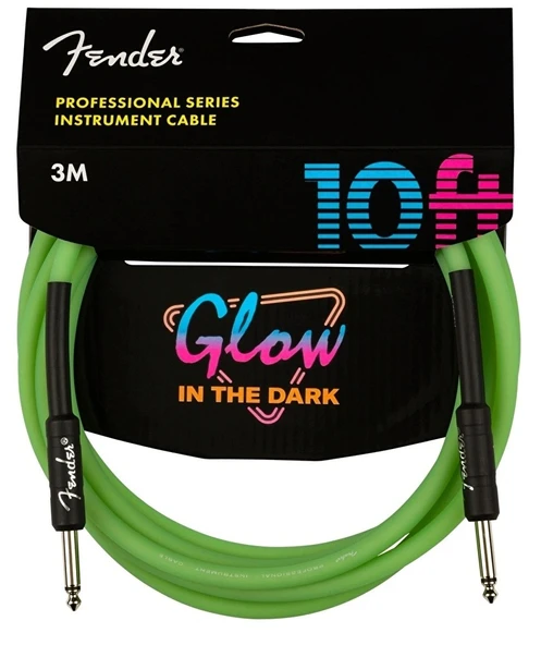 Fender 3 Metre Professional Glow in the Dark Cable 3 Metre Yeşil Kablo ürün görseli 1