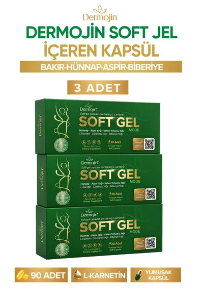 DERMOJİN 3 Adet Hünnap Bitkisel Karışım Yağlar Içeren Takviye Edici Soft Jel Kapsül ürün görseli 1