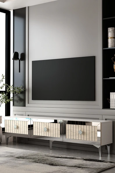 Dekortis Home Dekor 180DHDTS4BTG LİNA PLEKSİ LAZER DESEN TV SEHPASI ürün görseli 1