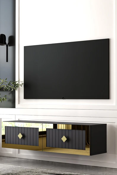 Dekortis Home Dekor 120DHDTDA4AA LİNA LAZER PLEKSİ DESENLİ DUVARA MONTE TV SEHPASI ürün görseli 1