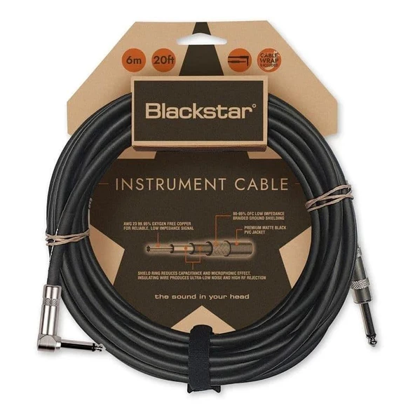 Blackstar Enstrüman Kablosu (6 m) Açılı Standard Str-Ang BA231026 ürün görseli 1