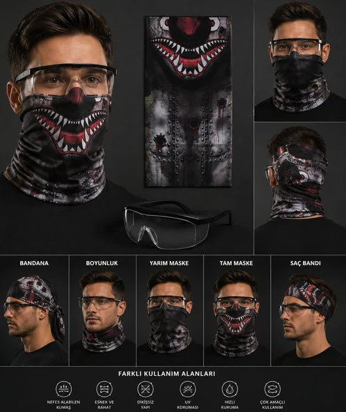 Monster Maske Bandana Bileklik Bone Boyunluk (dikişsiz penye) ürün görseli 1