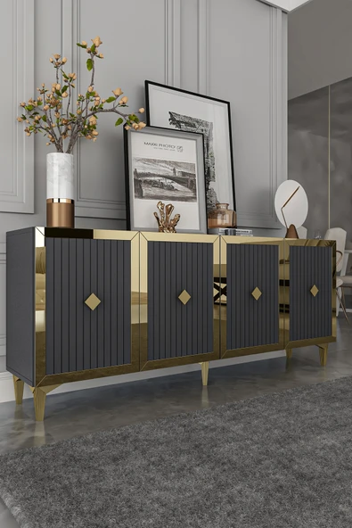 Dekortis Home Dekor 180DHDK4AA LİNA LAZER PLEKSİ DESEN KONSOL ve TV SEHPASI, ÜNİTESİ ürün görseli 1