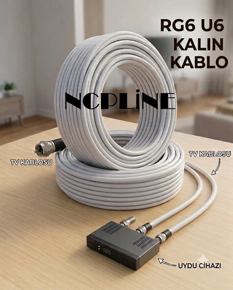 10M 10 MT 10 Metre Hazır Uydu TV Kablosu  LNB Çanak Anten Bağlantısı İçin RG6/U6 ürün görseli 1
