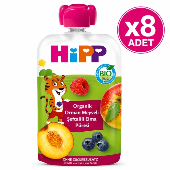 Hipp Organik Orman Meyveli Şeftalili Elma Püresi 100 G 8'li Paket ürün görseli 1