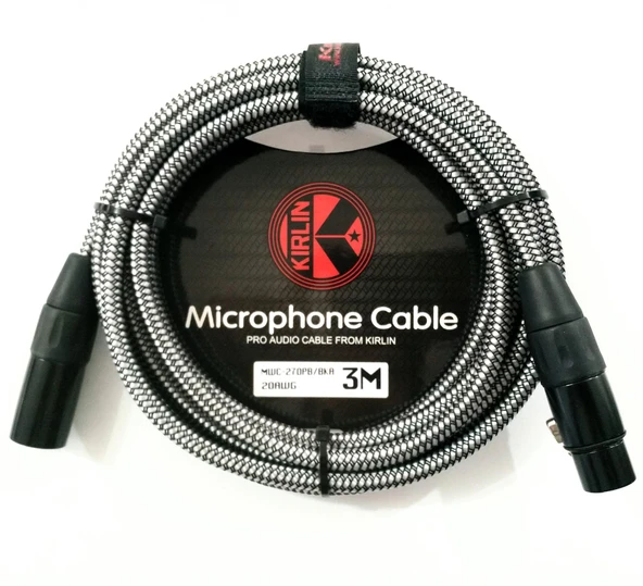 Kirlin MWC-270PB 3 Metre Örgülü Mikrofon Kablosu 3pin Dişi 3pin Erkek ürün görseli 1
