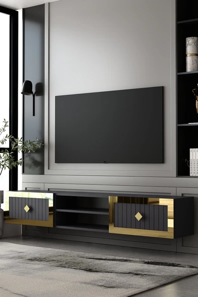 Dekortis Home Dekor 180DHDTDAR4AA LİNA DUVARA MONTE PLEKSİ LAZER DESEN TV SEHPASI ürün görseli 1