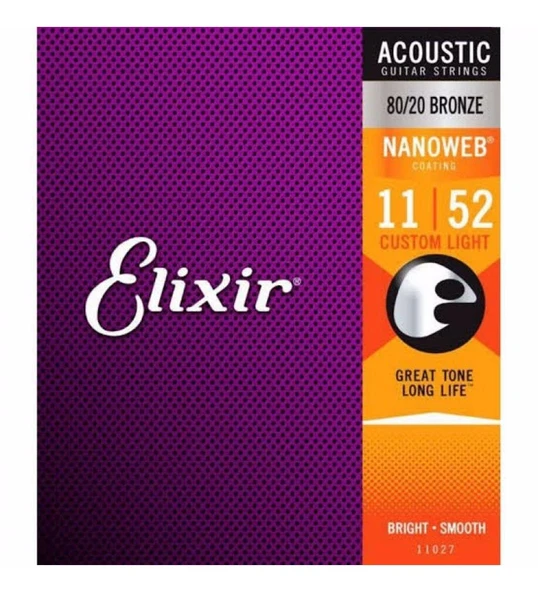 Elixir 11027 Nanoweb Akustik Gitar Teli 011-052 Bronz ürün görseli 1