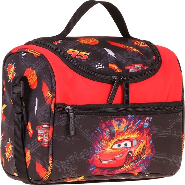 Kaukko Kids Erkek Çocuk Yarış Arabası Baskılı Isı Yalıtımlı Okul Beslenme Çantası (Kırmızı - Siyah) - L5400 ürün görseli 1