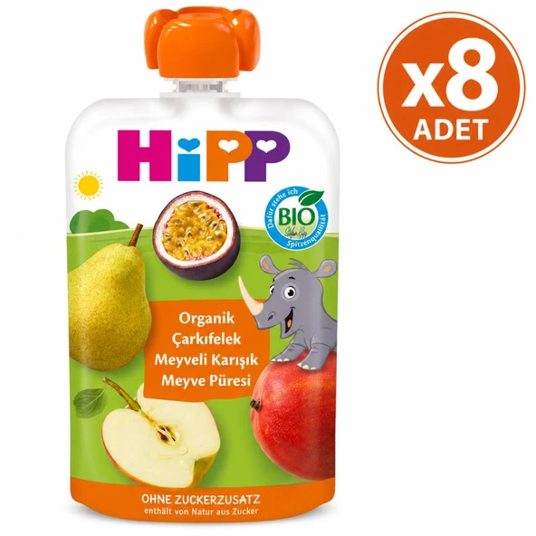 Hipp Organik Çarkıfelek Meyveli Karışık Meyve Püresi 100 G 8'li Paket ürün görseli 1