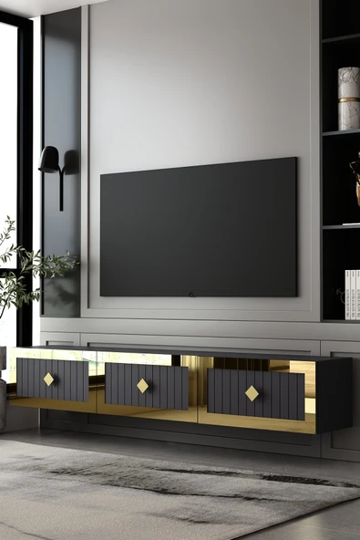 Dekortis Home Dekor 180DHDTDA4AA LİNA DUVARA MONTE PLEKSİ LAZER DESEN TV SEHPASI ürün görseli 1