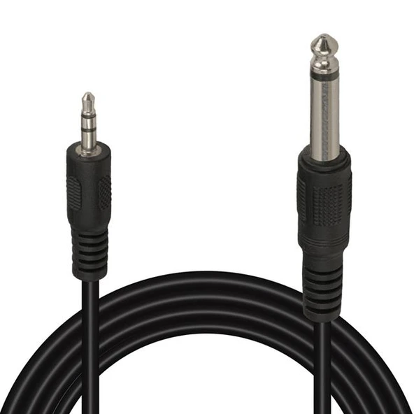 Powermaster PM-15917 Siyah 6.3 Mm Gitar to 3.5 Mm Stereo Ara Kablo (1.4 Metre) ürün görseli 1