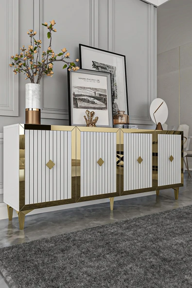 Dekortis Home Dekor 180DHDK4BA LİNA LAZER PLEKSİ DESEN KONSOL ve TV SEHPASI, ÜNİTESİ ürün görseli 1
