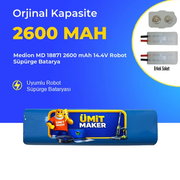 Medion MD 18871 2600 mAh 14.4V Robot Süpürge Batarya ürün görseli 1