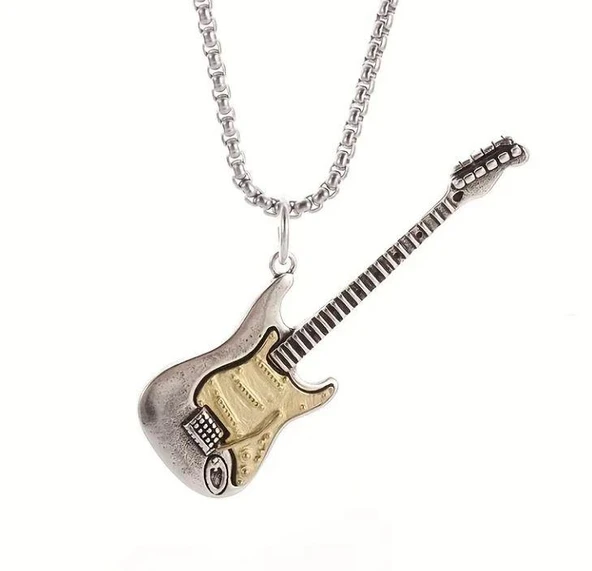 W169 Gitar Kolye Zincirli Metal Strat ürün görseli 1