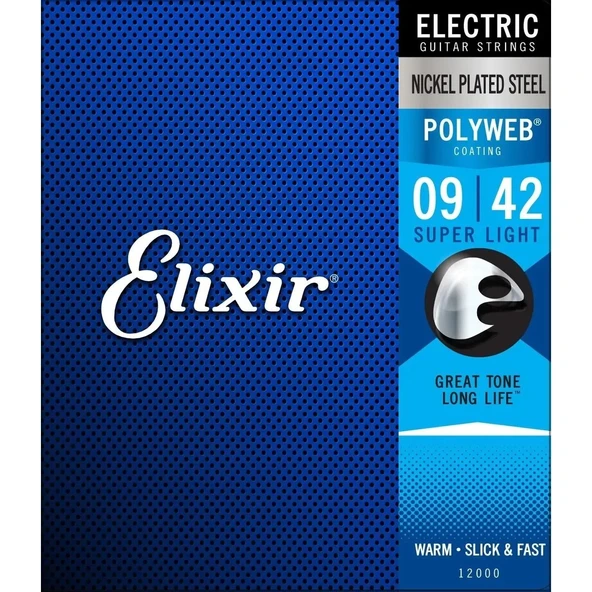Elixir 12000 Polyweb Elektro Gitar Teli 09-42 Super Light ürün görseli 1